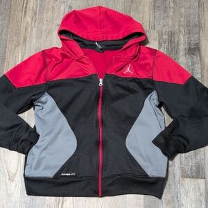 Air Jordan Nike Kids Red, Black, and Gray Zip Up Hoodie